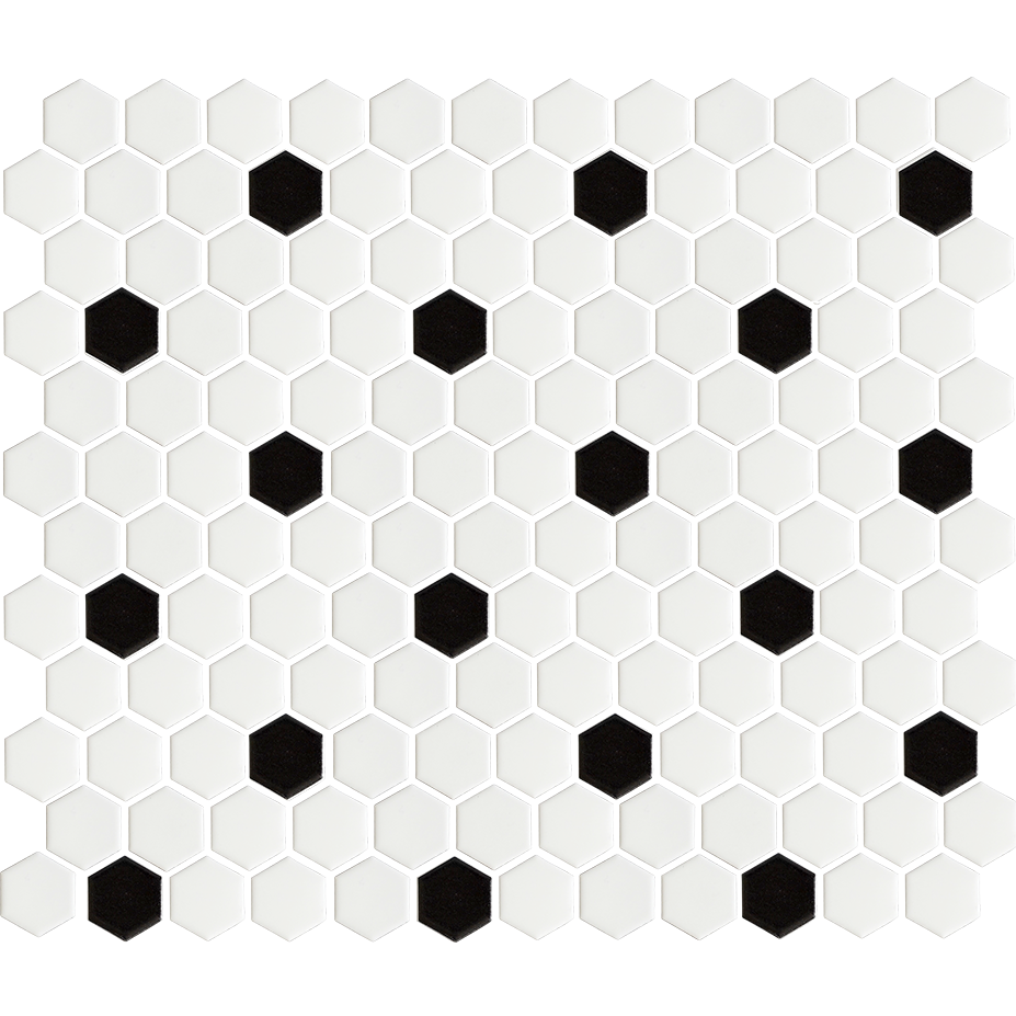 Mini Hexagonal Black On White